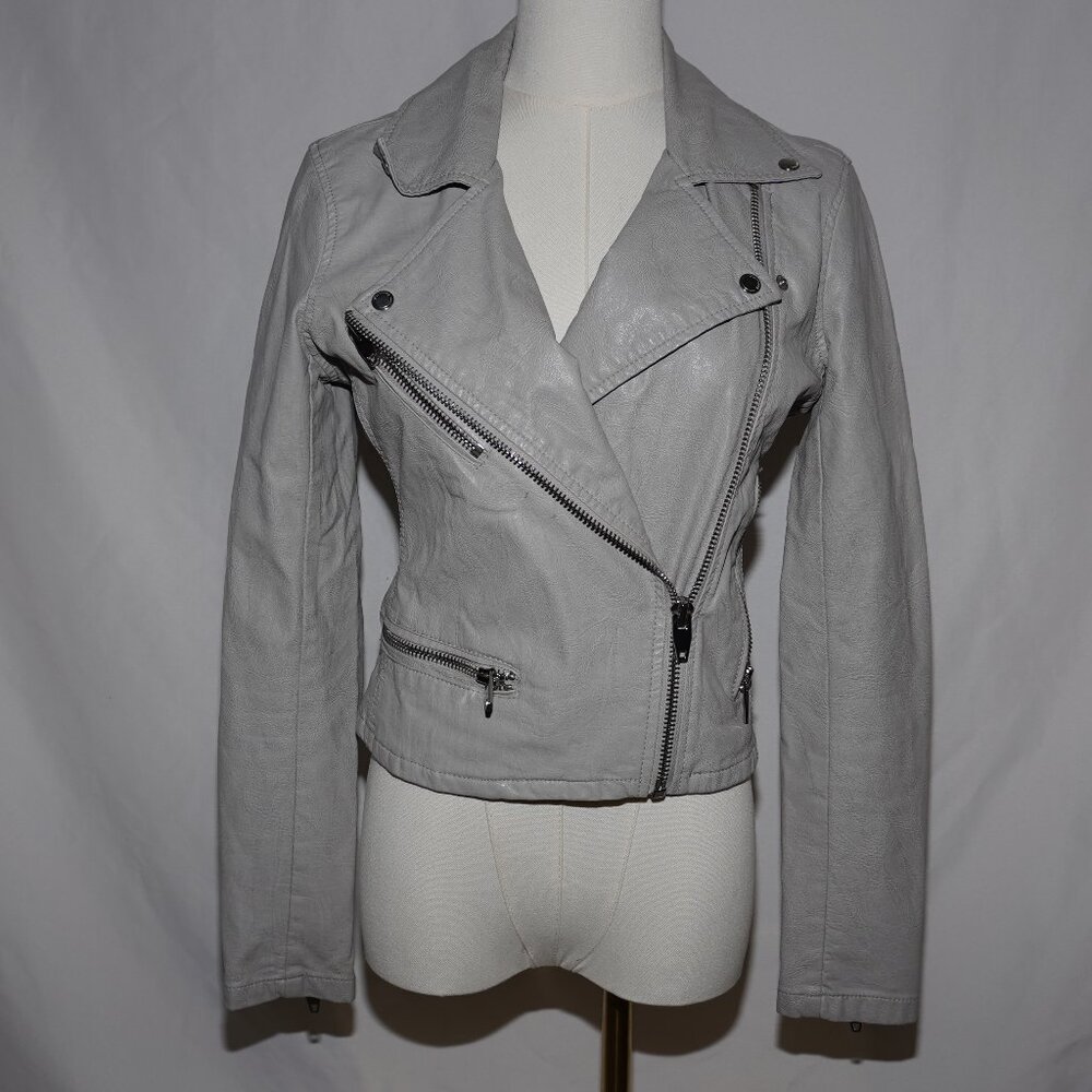 EUC Blank NYC Light Grey Faux Leather Jacket - Size XS